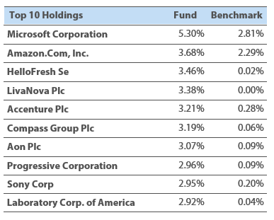 Top ten holdings